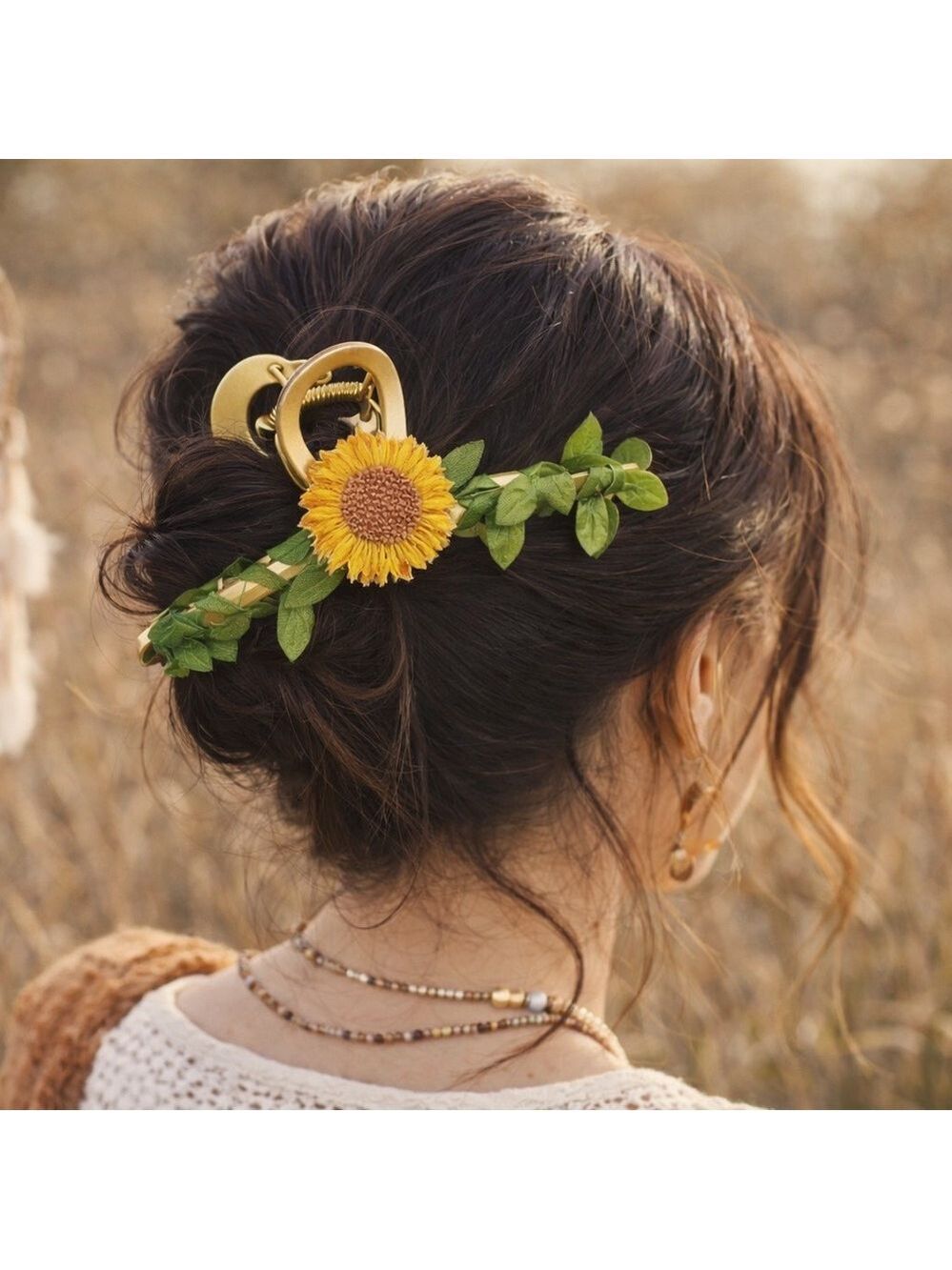 Sunflower Hair Claw Clip Natural Floral Accessory